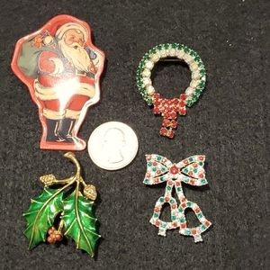 Lot of 4 Christmas Brooches, #3